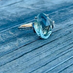 Green Amethyst Prasiolite Ring 925 Sterling Silver CZ Halo Oval Ring Size 11